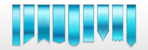 Blue bookmarks ribbon banner 3d vector mockup