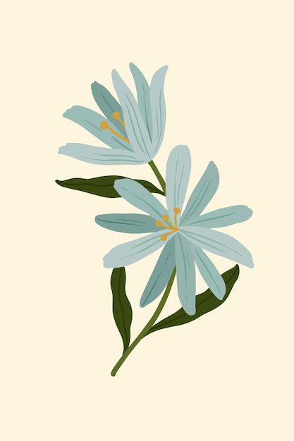 Blue botanical on a creamy background