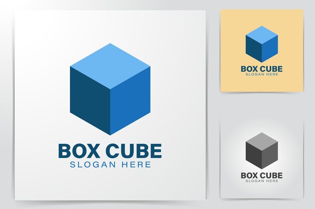 Blue box. block chain logo ideas. inspiration logo design. template vector illustration. isolated on white background