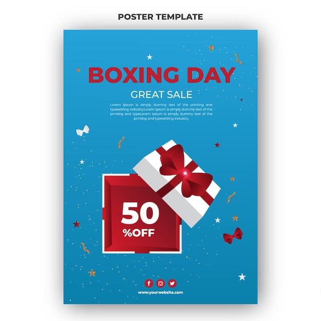 Blue boxing day sale poster design