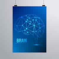 Free vector blue brochure with a geometric brain