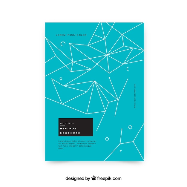 Blue brochure with polygonal line shapes
