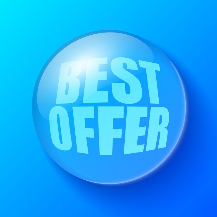 Free Vector blue bubble with best offer text