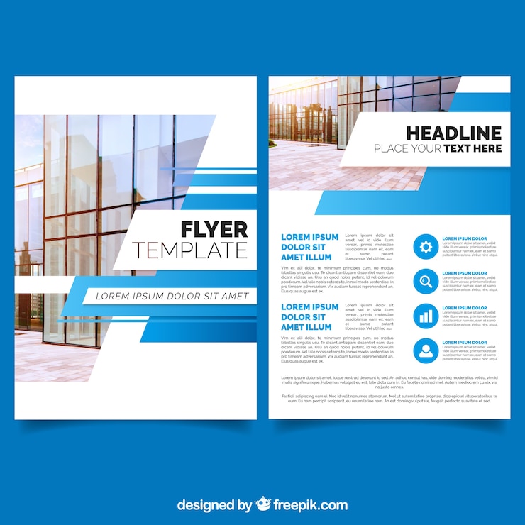 Бесплатный Вектор шаблон blue business brochure