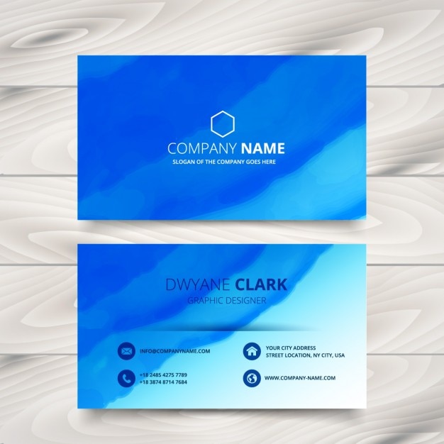 Free vector blue business card made with watercolor