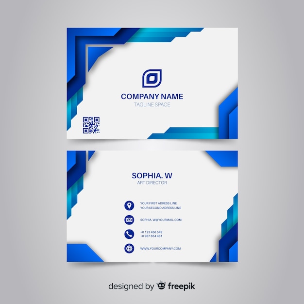 Free vector blue business card with abstract logo