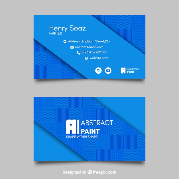 Free vector blue business card with abstract shapes