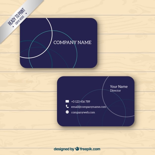 Free vector blue business card with outlined circles