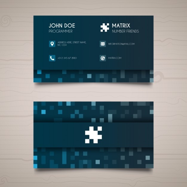 Blue business card with pixels