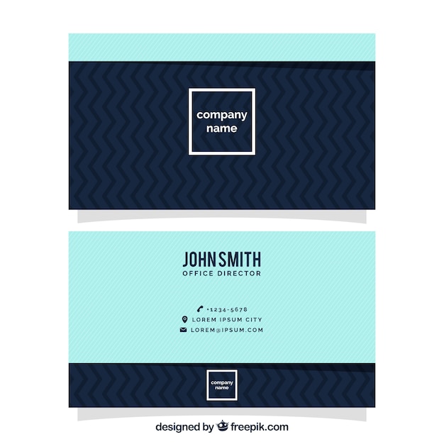 Free vector blue business card with zigzag lines