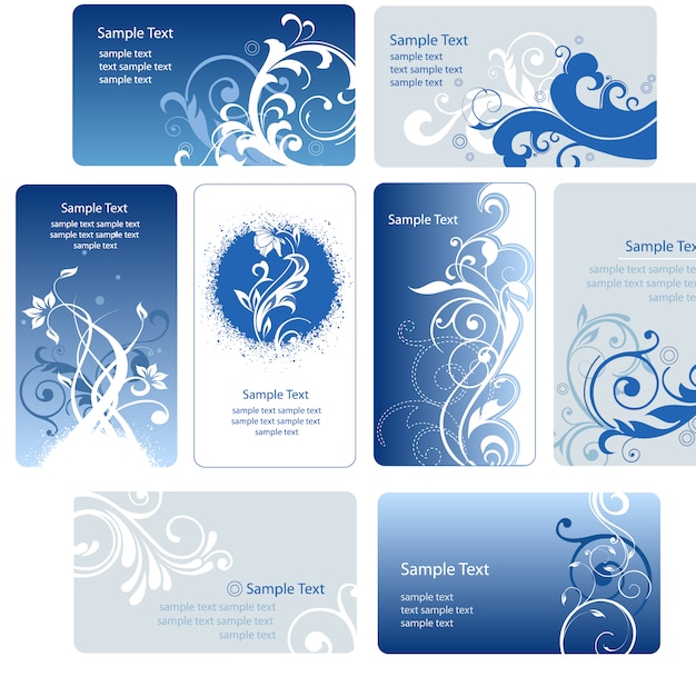 Blue business cards collection