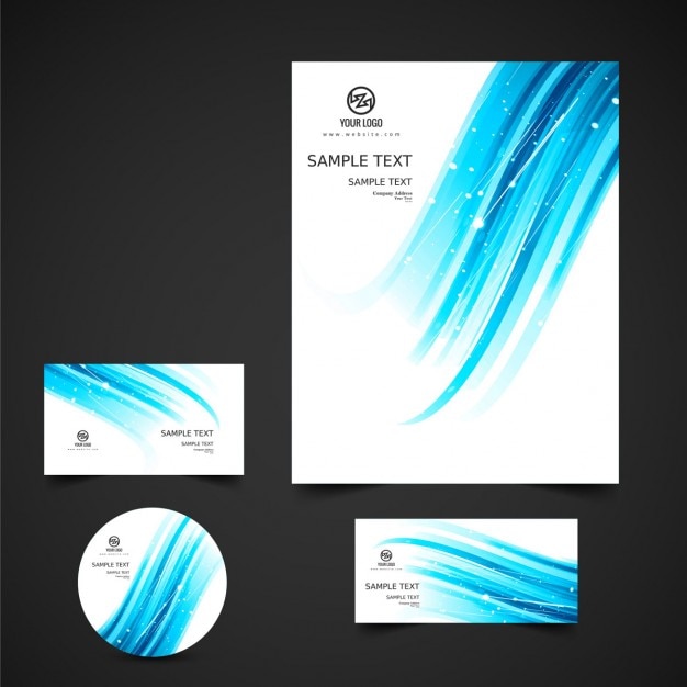 Free Vector blue business stationery