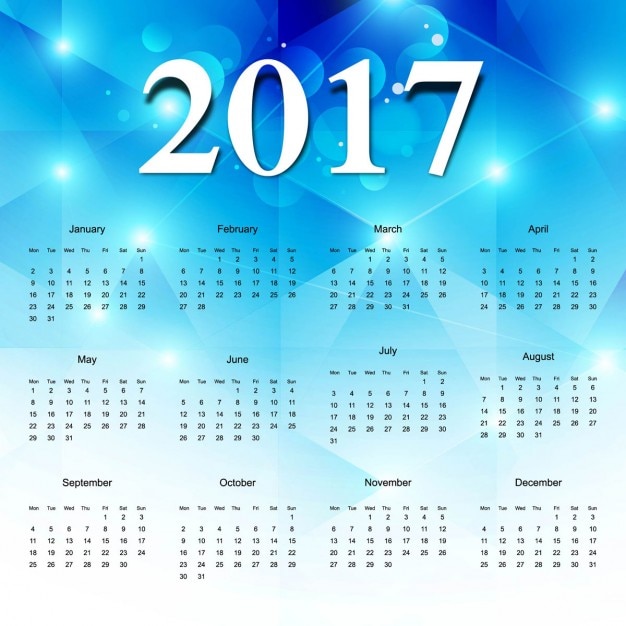 Vettore gratuito 2017 del calendario