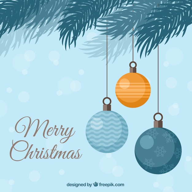 Free vector blue christmas background with baubles