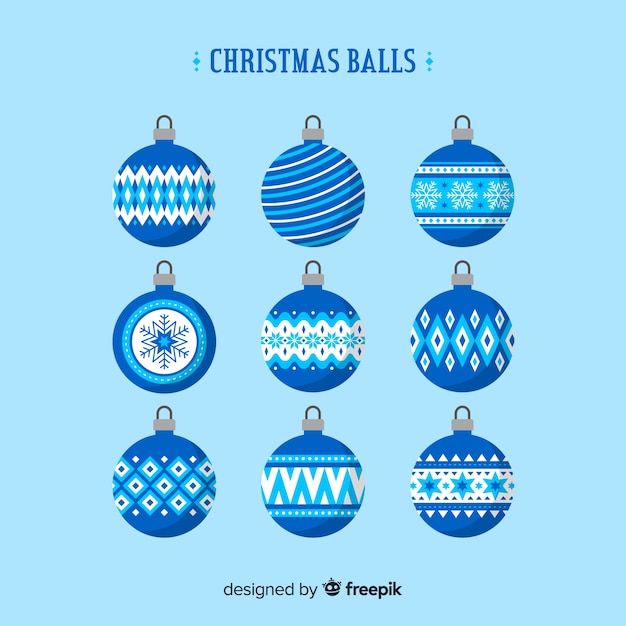 Free vector blue christmas balls set