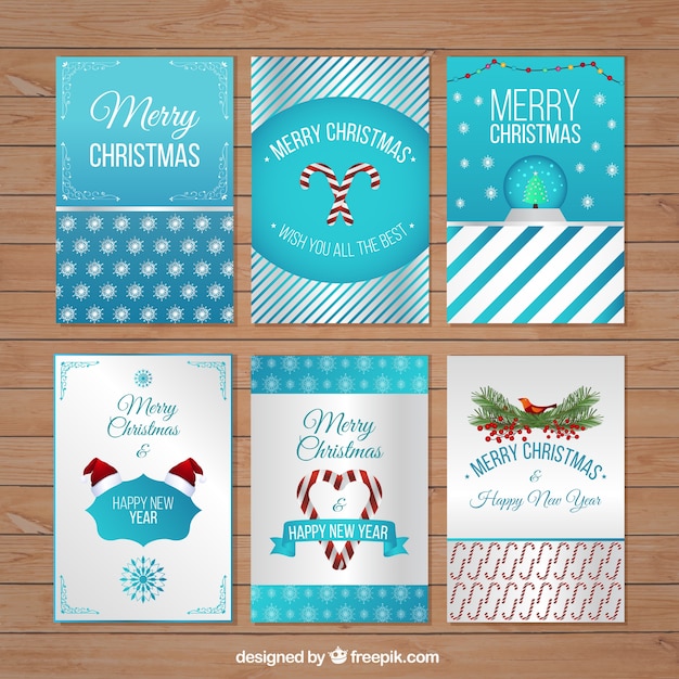 Blue christmas card collection