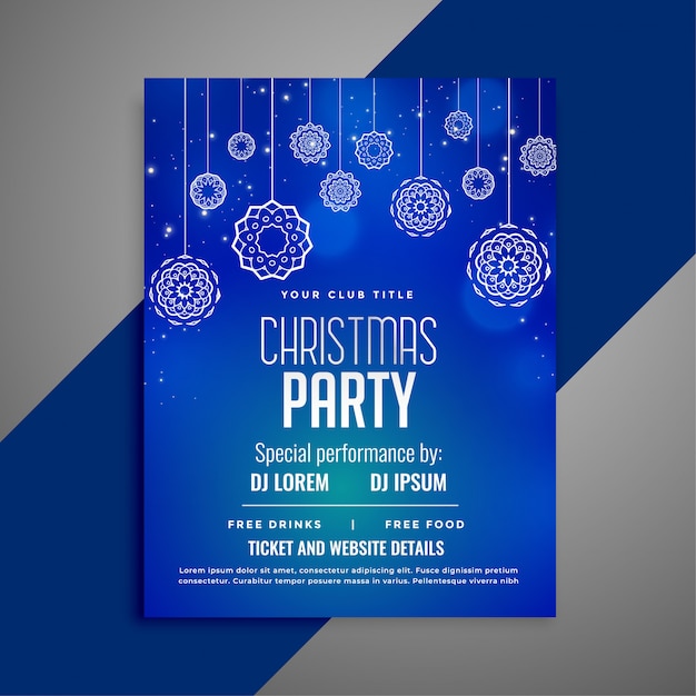 Blue christmas flyer template in decorative design