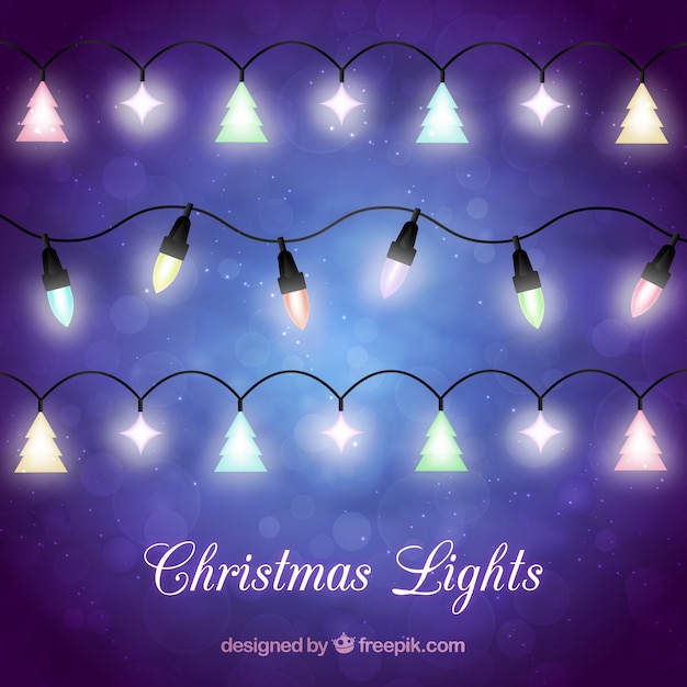 Free vector blue christmas lights background