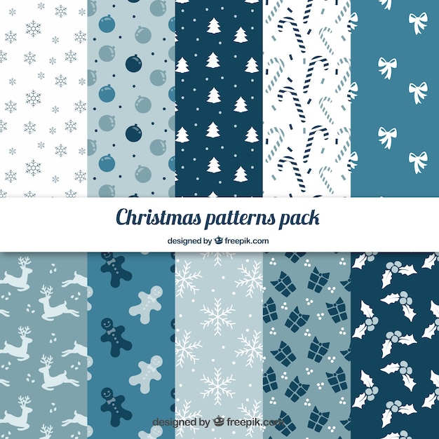 Blue christmas patterns pack