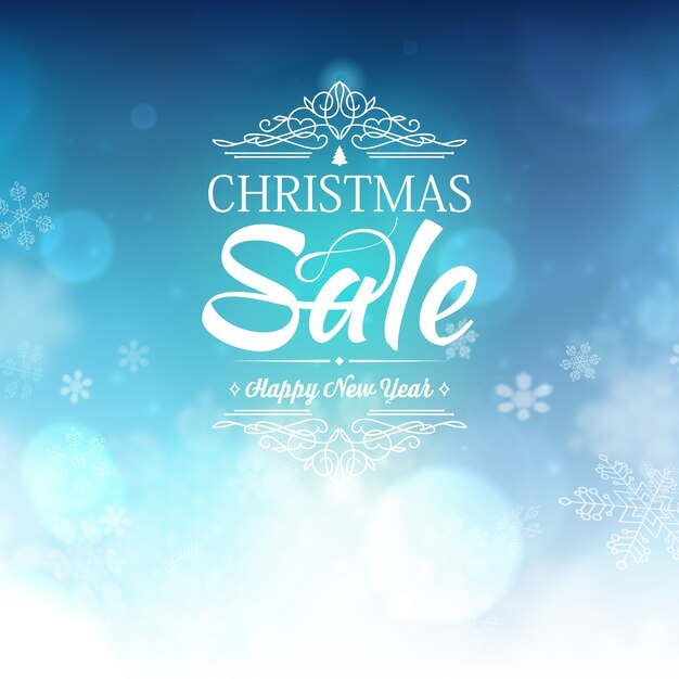 Blue christmas sale template with wishes and information about discounts on blue