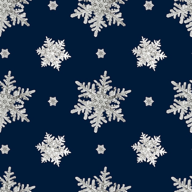 Blue Christmas snowflake seamless pattern