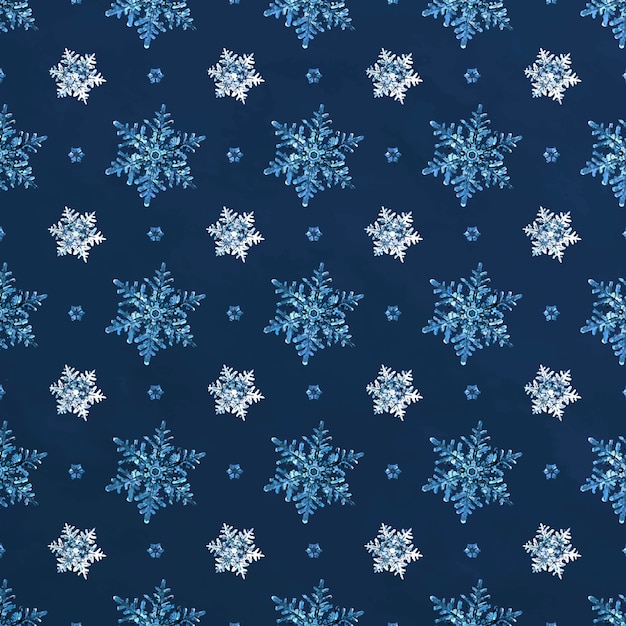 Blue christmas snowflake seamless pattern