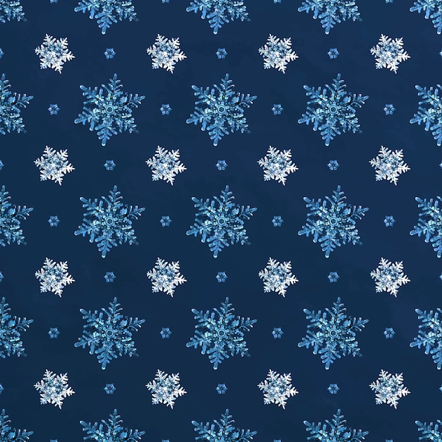 Blue Christmas snowflake seamless pattern