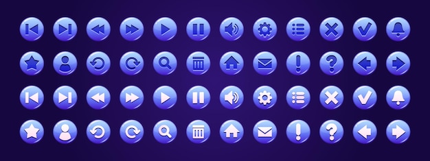 Blue circle buttons with icons for website or game