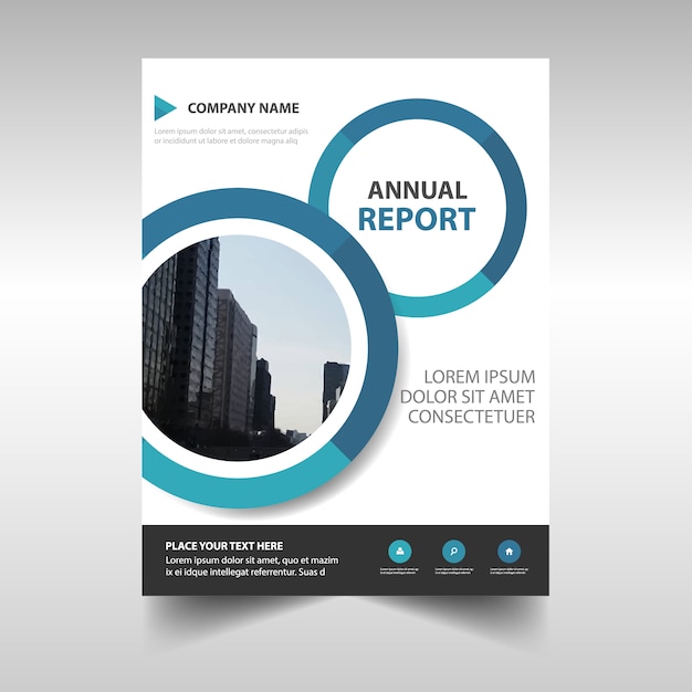 Blue circular abstract annual report template