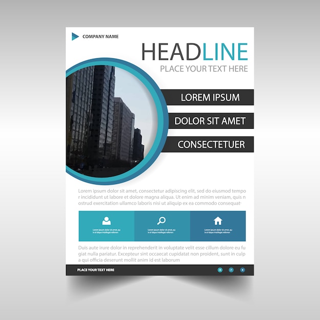 Blue circular profesional business brochure template