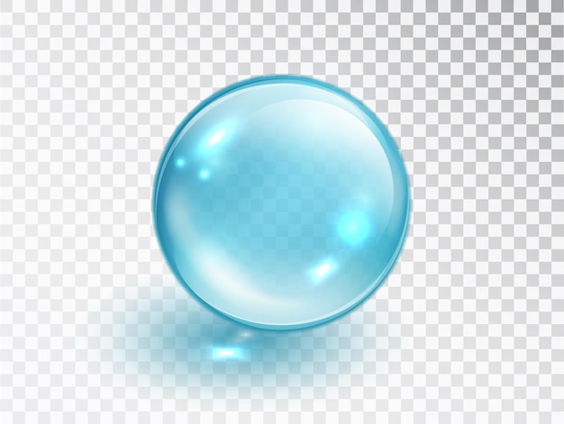 Бесплатное векторное изображение Капля синего коллагена, изолированные на прозрачном фоне. вектор реалистичные синие прозрачные капли сыворотки лекарства или коллагеновой эссенции.