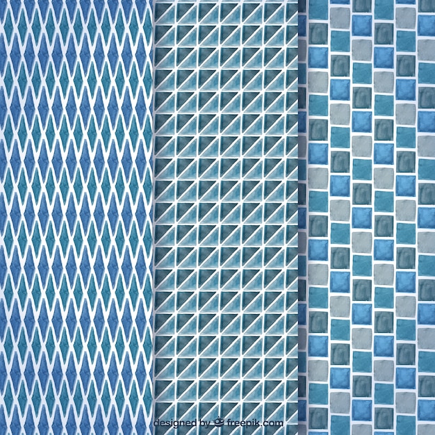 Blue collection of gemetric patterns