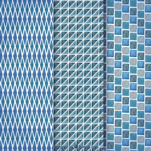 Blue collection of gemetric patterns