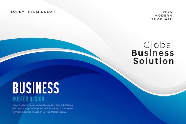 Blue color business presentation wavy presentation template