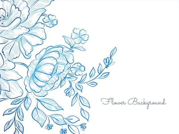 Blue color hand drawn flower background