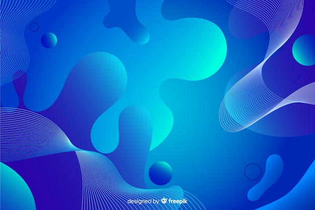 Free vector blue colorful gradient liquid shapes background