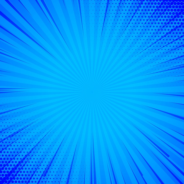 синий комический фон с линиями и полутоновый