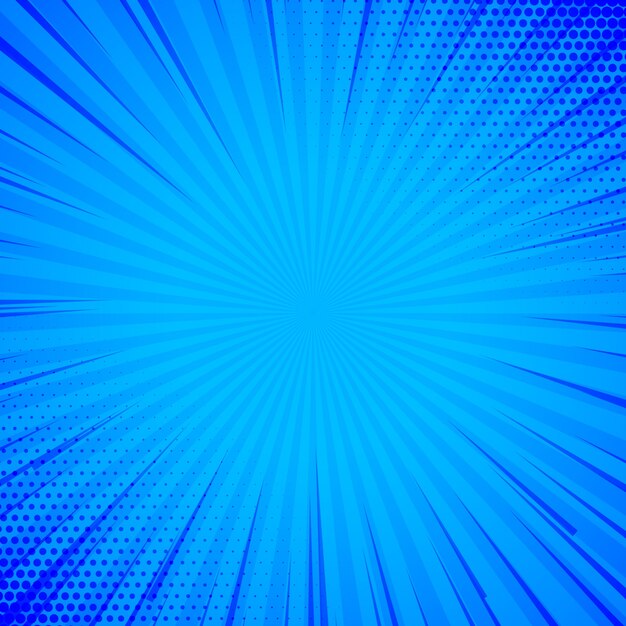 синий комический фон с линиями и полутоновый