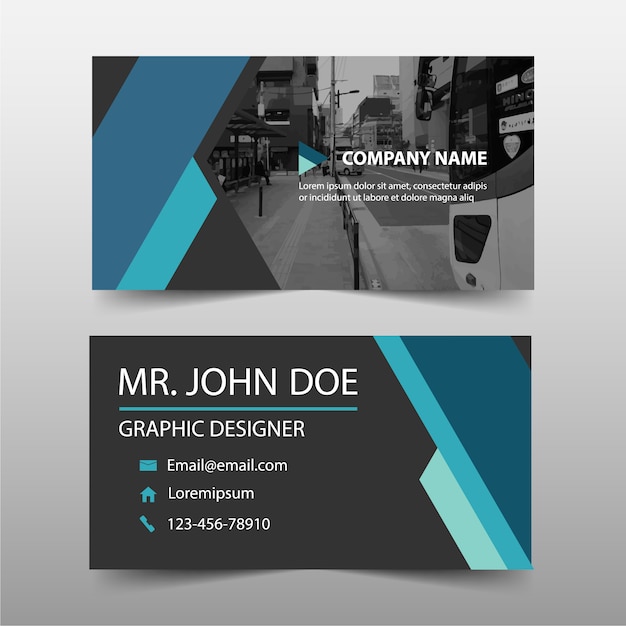 Blue commercial business card