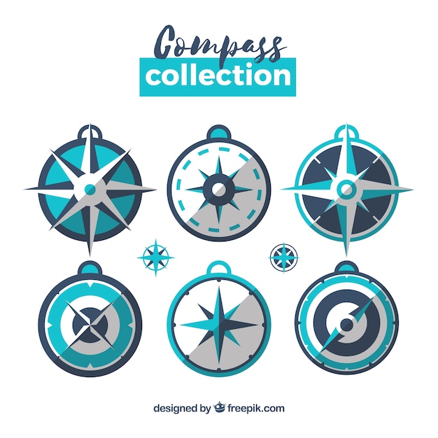 Free vector blue compass pack