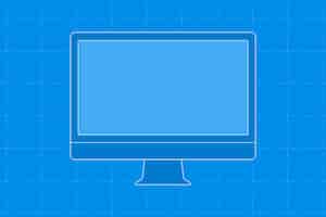 Vettore gratuito desktop del computer blu, illustrazione vettoriale del dispositivo digitale con schermo vuoto