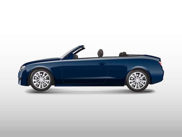 Blue Convertible Car Isolated On White Vector