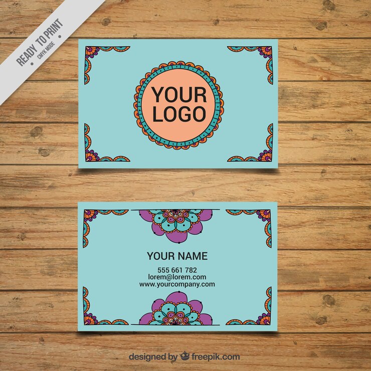 मुफ़्त वेक्टर blue corporate card in boho style