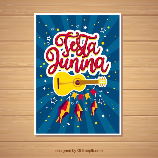 Free vector blue cover template for festa junina