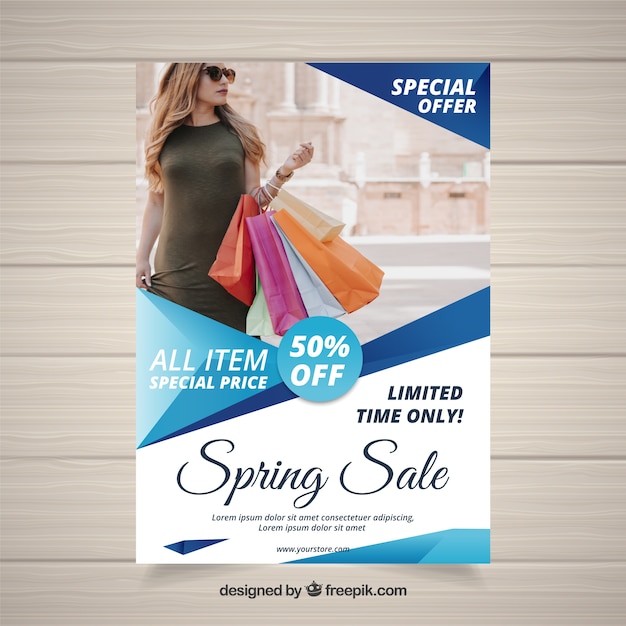 Free vector blue cover template for spring sales