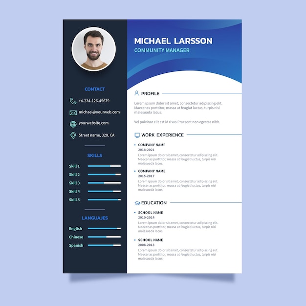 Blue curriculum vitae template