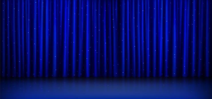Free Vector blue curtain for theater or cinema stage