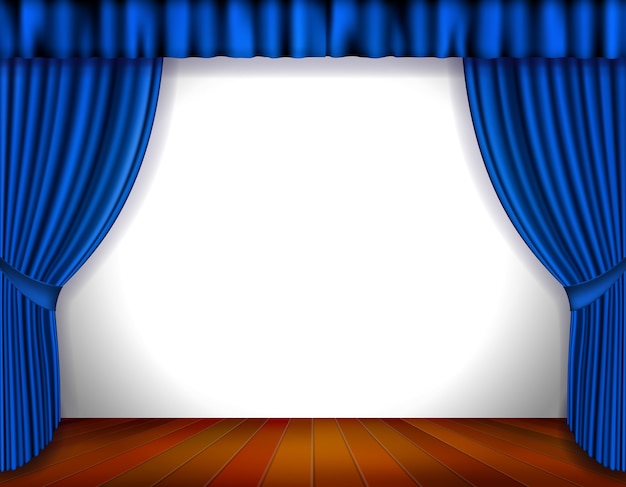 Free vector blue curtain with white wall