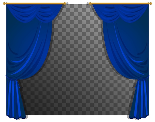 Бесплатное векторное изображение Синие шторы с прозрачным фоном