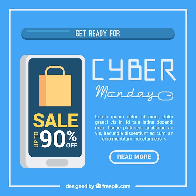 Vettore gratuito concetto di cyber monday blu